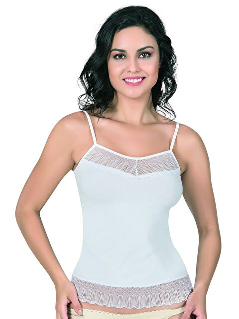 Kompedan Dantel Robalı İnce Askılı Pamuklu Modal Atlet - S000215722-20063