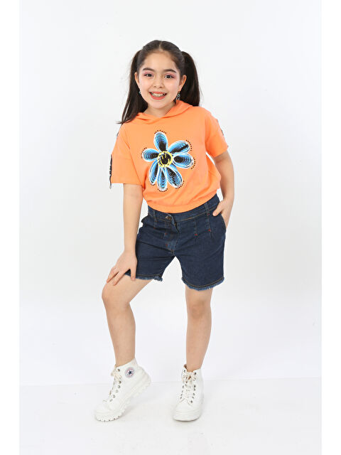 Toontoykids Kız Çocuk Önü Çiçek Baskılı Tişört