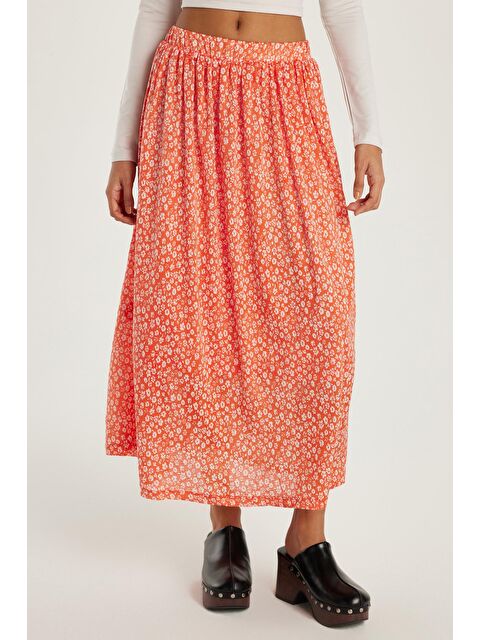 TUDORS Kadın Slim Fit Dar Kesim Beli Lastikli Pileli Etek - S000521718-23173