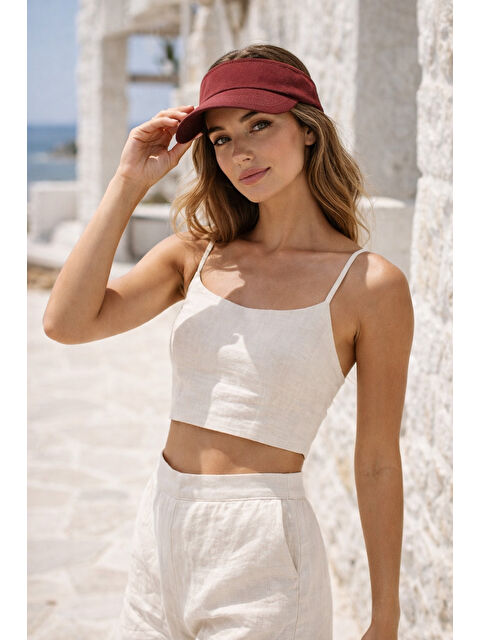 Luminos Butik Bordo Uzatmalı Vizör Tepesi Açık Şapka - Güneş Koruyucu Başlık Spk13 BORDO