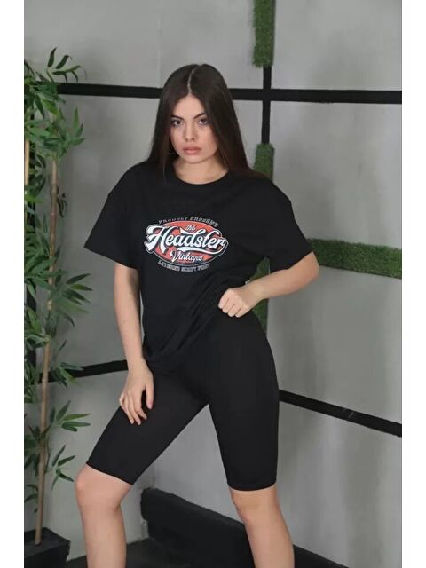 Jane's Unisex Baskılı Oversize T-Shirt - Siyah