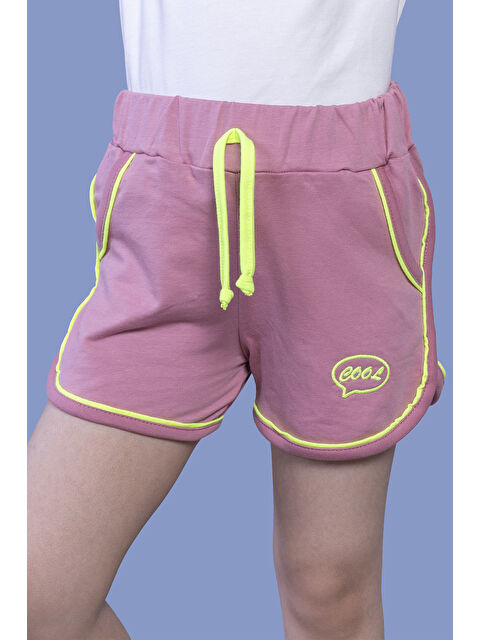 Toontoykids Kız Çocuk Beli Lastikli İki Yanı Cepli Nakışlı Şort - S000420440-20028