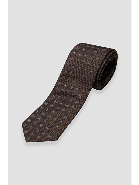 ABBATE Kravat 8 Cm Mikrofiber Polyester Açık Kahverengi Erkek Desenli Kravat - S000451173-17365
