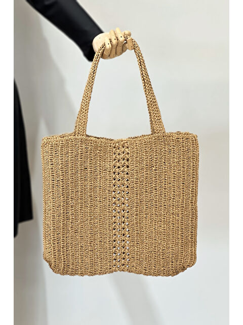 Remsa Mayo El Örgüsü Hasır Çanta Plaj Çantası 026 Camel03 - S000385015-4557