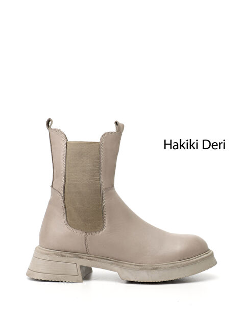 GÖNDERİ(R) Kadın YENİ BEJ Kalın Taban Hakiki Deri Chelsea Bot - S000493466-29737