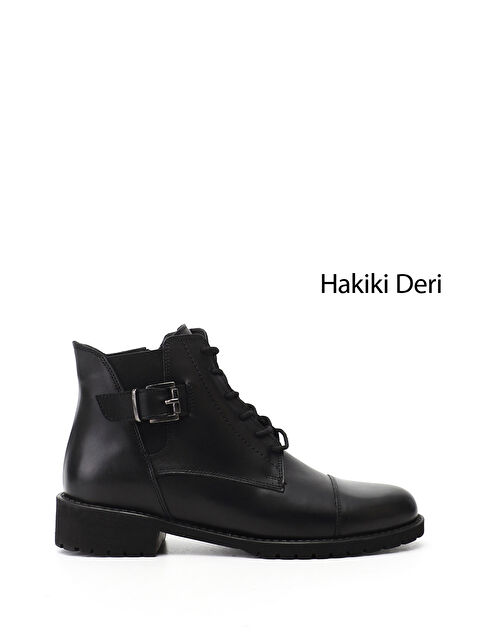 GÖNDERİ(R) Kadın SİYAH Fermuarlı Kauçuk Taban Hakiki Deri Bot - S000493468-19351