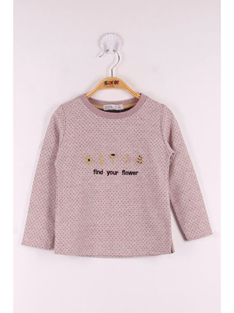 Toontoykids Kız Çocuk Yazı Nakışlı Puanlı T-Shirt