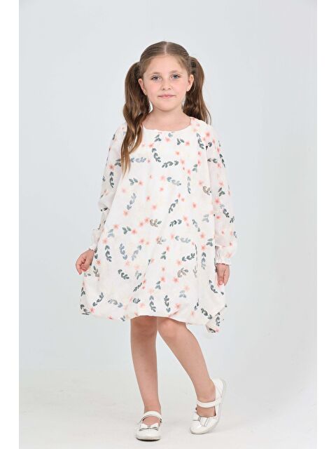 Toontoykids Kız Çocuk Çiçekli Volanlı Elbise - S000411261-24085