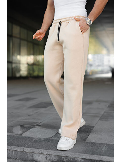 Comstar Erkek Bol Paça Beli Lastikli Krem Eşofman Altı