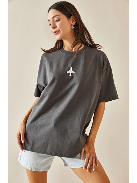Xhan Bisiklet Yaka Oversize Tişört  5YXK1-48701-36 - S000219947-29666