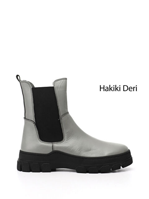 GÖNDERİ(R) Kadın GRİ Kauçuk Taban Hakiki Deri Chelsea Bot - S000493474-20600