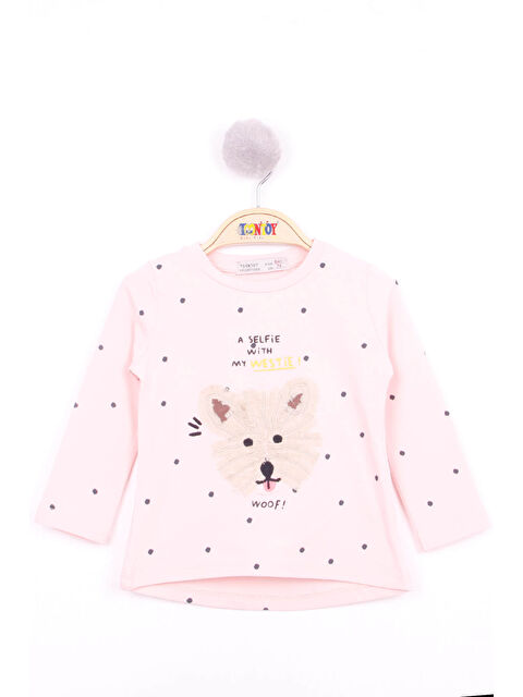 Toontoykids Kız Bebek Köpek Nakışlı T-Shirt