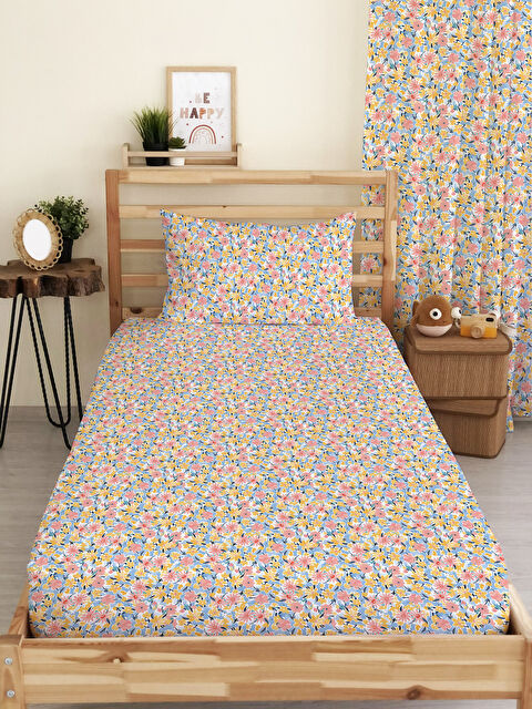 Evmila Çiçek Desenli Baskılı Tek Kişilik Ve Bebek Boy Lastikli Çarşaf Seti - S000291320-23173