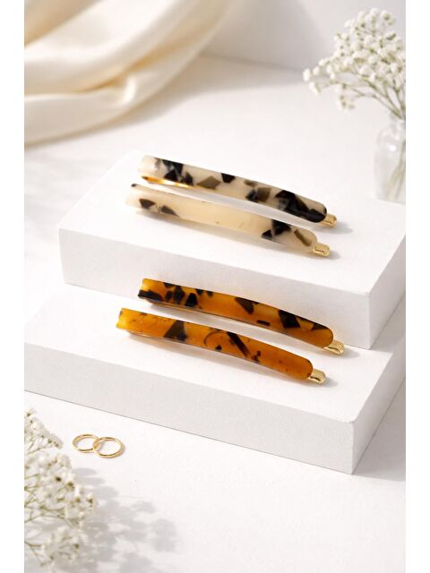 New Obsessions 4'lü Paket Kaplumbağa Kabuğu Desenli İnce Tel Toka