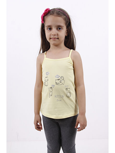 Toontoykids Kız Çocuk Kedi Baskılı Atlet