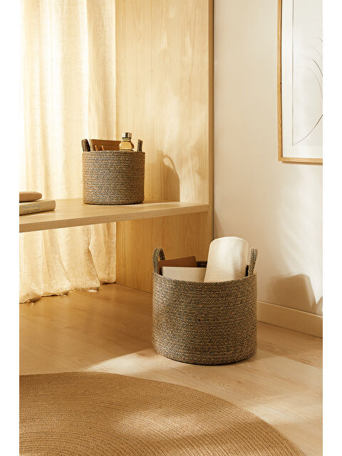 Ocean Home Textile 2'li Siyah Kırçıllı Jüt Halat Sepet Set 26 x 22 / 35 x 27 cm - S000320965-19351