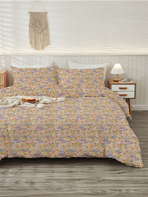 Evmila Modern Desenli Baskılı Çift Kişilik 200x220 Cm 2 Adet 50x70cm Nevresim Takımı - S000285952-23173