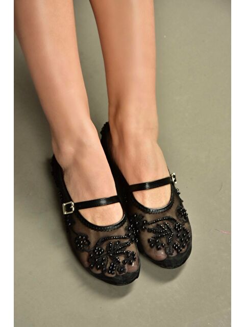 Fox Shoes Siyah Kadın Babet Y726330115 - S000518151-19351