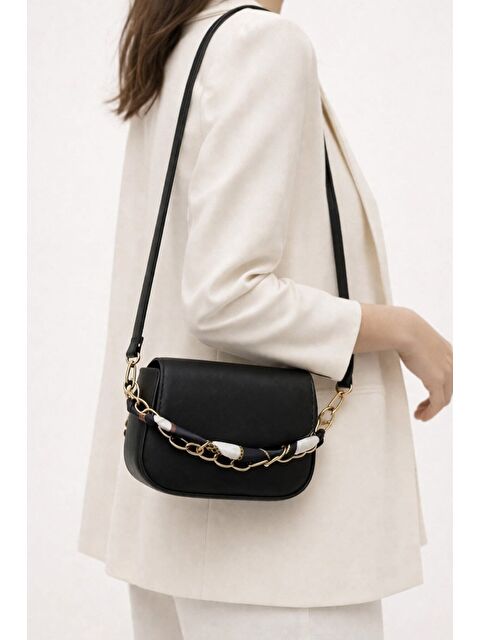 My Kids Wear Kadın Zincir Detaylı Fular Aksesuarlı Omuz & Çapraz Çanta 12645