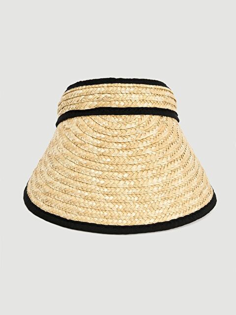 Luminos Butik Bej Orijinal Hasır Vizör Şapka Plaj ve Günlük Kullanım İçin Güneş Koruyucu Özellikli HSR2106 - S000377143-19928