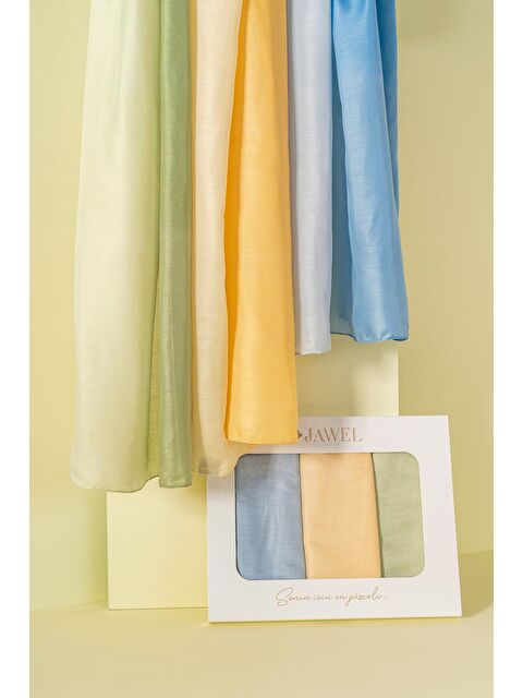 Jawel Kadın Degrade Soft Şal Paketi (İndigo-Sarı-Yeşil) - S000426483-23173