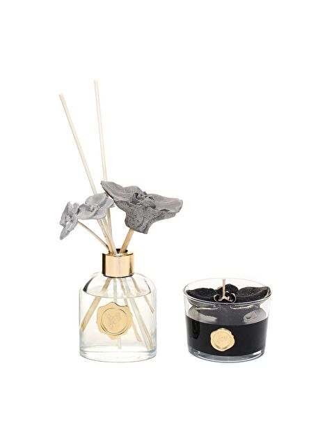 Missi 130 ml Black Orchid Oda Kokusu ve Çiçek Dekorlu Kokulu Vegan Mum Seti - S000290661-19351