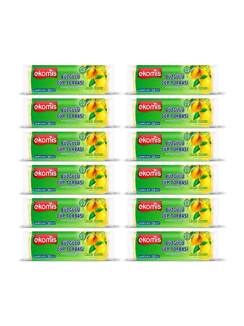 Ekomis Limon Kokulu Büzgülü Çöp Torbası Orta Boy 10 lu (12 Paket) - S000392628-20072