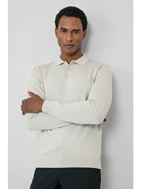 Kiğılı Regular Fit Düğmeli Polo Yaka Triko Kazak
