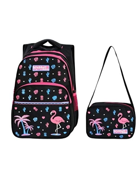 Waddell 3 Bölmeli İlkokul ve Beslenme Çantası Flamingo Siyah-Pembe 3001 - S000392630-37442