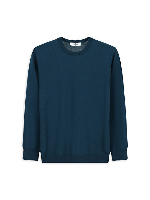 Kiğılı Bisiklet Yaka Regular Fit Pamuklu Triko Kazak