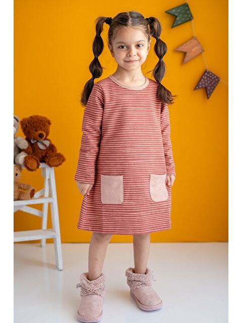 ZEYLAND Kız Çocuk Çizgili Cepli Elbise (2-7Yaş) - S000315109-19951