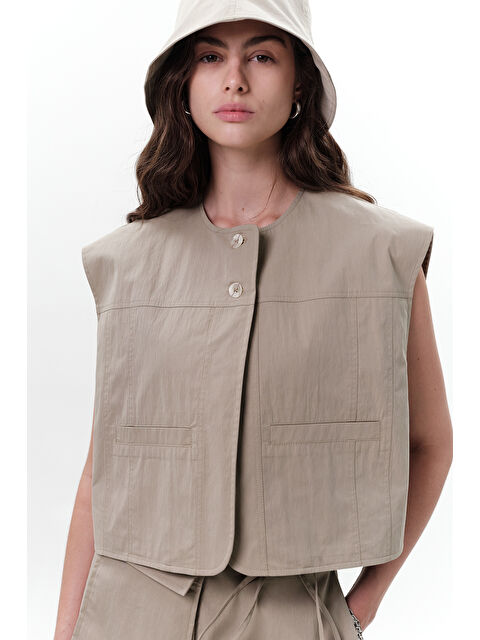 Manuka Cep Detaylı Kısa Yelek Yeşil - S000438337-18194