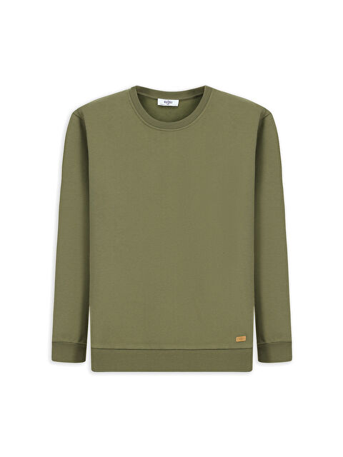 Kiğılı Bisiklet Yaka Regular Fit Pamuklu Basic Sweatshirt