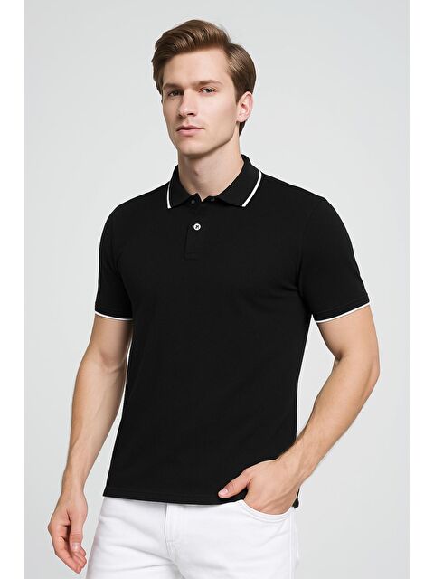 Oksit Colton Yakası Biyeli Elastanlı Slim Fit Erkek Polo Yaka Tshirt - S000124824-37424