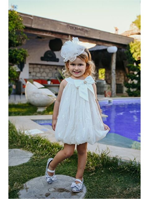 Mialora Dantel ve Tül Detaylı Kabarık Çocuk Abiye Elbise – Fiyonklu Özel Tasarım_M2414 - S000369673-19965
