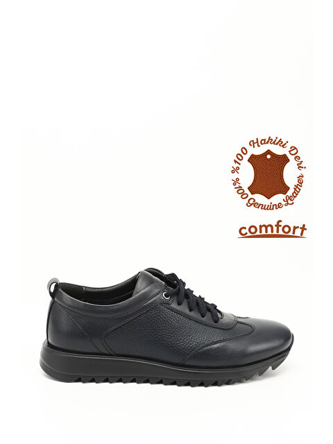 GÖNDERİ(R) Erkek İNDİGO LACİVERT Hakiki Deri Bağcıklı Sneaker - S000356694-3676