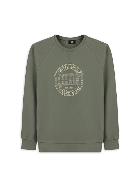 Kiğılı Bisiklet Yaka Regular Fit Baskılı Pamuk Sweatshirt - S000459228-17354