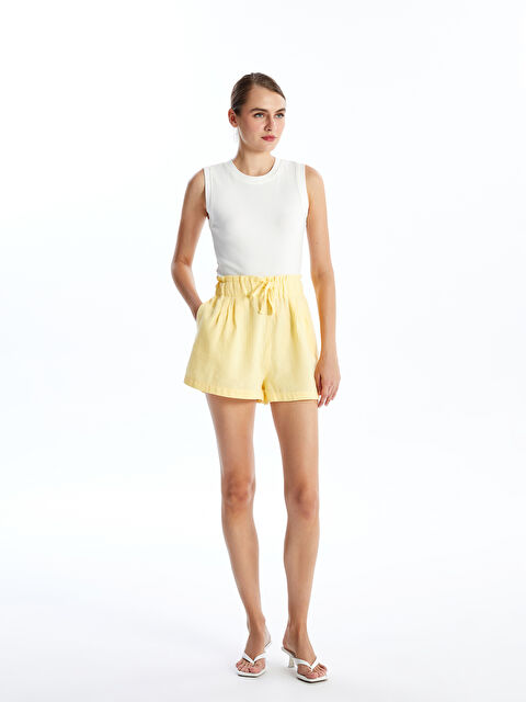 KOOR Müslin Sarı Plili Kadın Şort Bg144