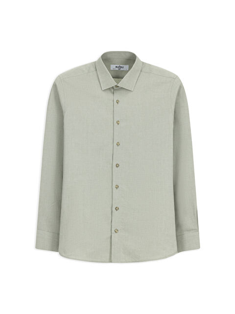 Kiğılı Uzun Kol Slim Fit Dar Kesim Desenli Pamuk Gömlek - S000494118-14939