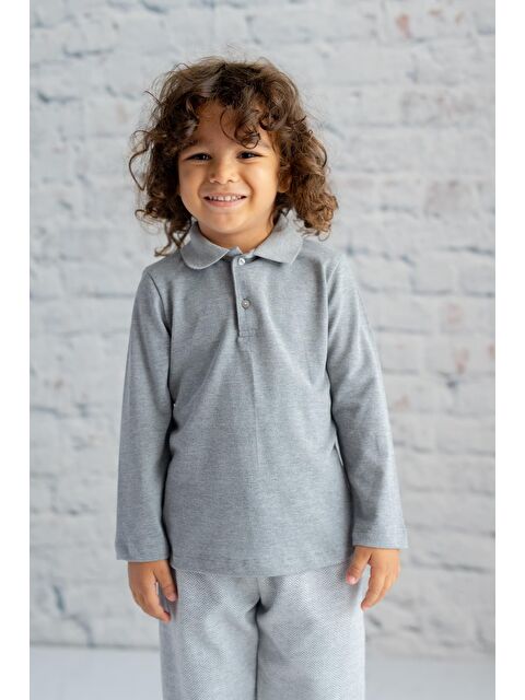 ZEYLAND Unisex Çocuk Polo Yaka Uzun Kol Tişört - S000316288-74