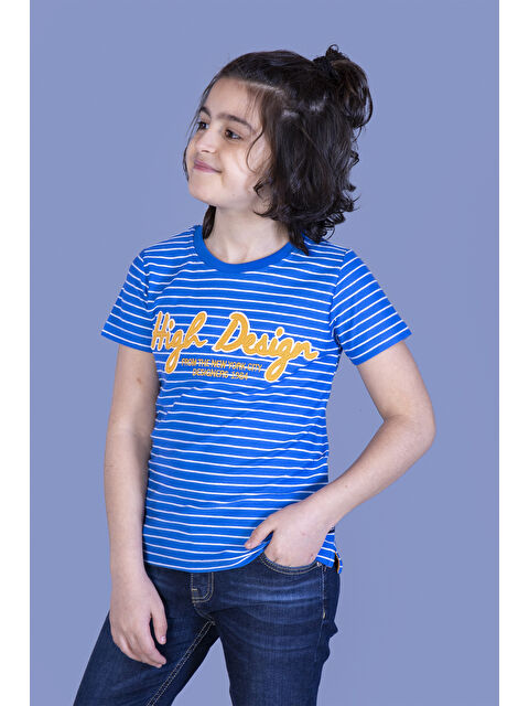 Toontoykids Erkek Çocuk Nakışlı Kumaşı Çizgi Detaylı Tişört - S000417919-23710