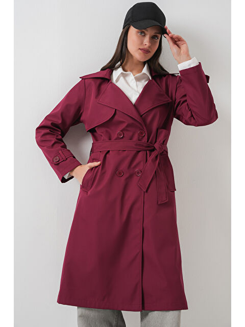 Bigdart 5918 Kruvaze Yaka Trençkot - Bordo - S000141612-19951