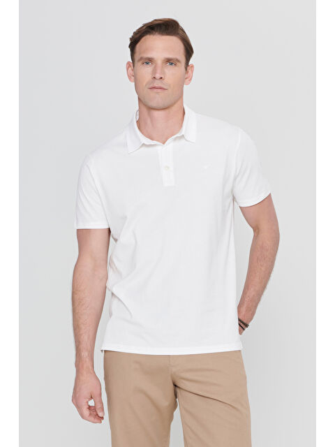 AC&Co / Altınyıldız Classics Erkek Beyaz Normal Kesim %100 Pamuk Baskılı Polo Yaka Tişört - S000394317-20063