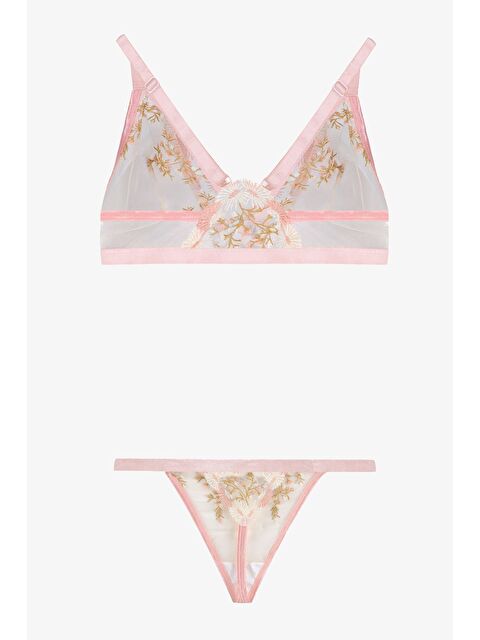 Koza İç Giyim Kadın Çiçekli Desenli Dolgusuz Brodeli Tüllü Sütyen Takım - S000312460-20024