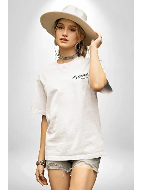 Jane's 30 Ağustos Unisex Baskılı T-shirt - Beyaz