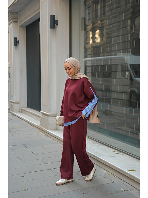 Locco Moda Kadın Gömlek Detay İkili Takım Bordo - S000474836-19951