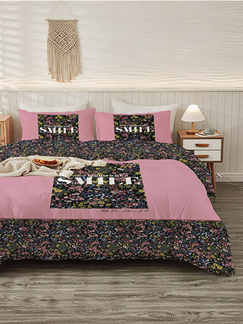 Evmila Modern Desenli Baskılı Çift Kişilik 200x220 Cm 2 Adet 50x70cm Nevresim Takımı - S000285954-23173