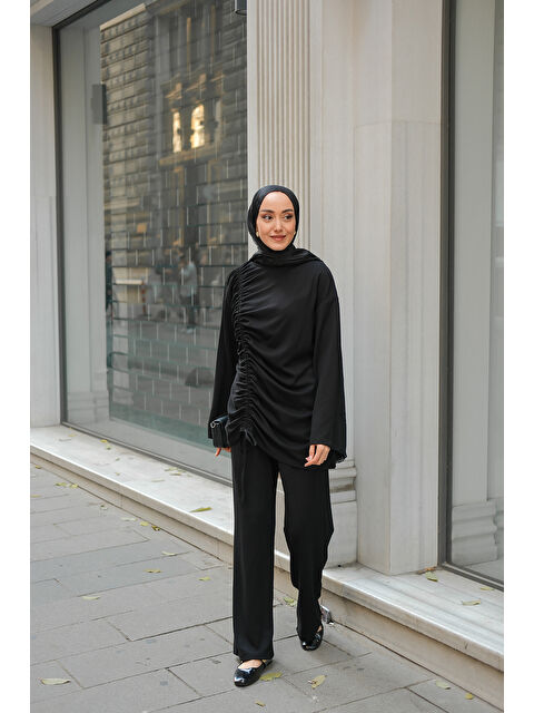 Locco Moda Kadın Lastik Detay İkili Takım Siyah - S000474825-19351