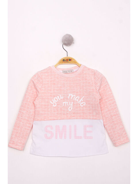 Toontoykids Kız Çocuk Kareli Kumaşlı Smile Baskılı T-Shirt