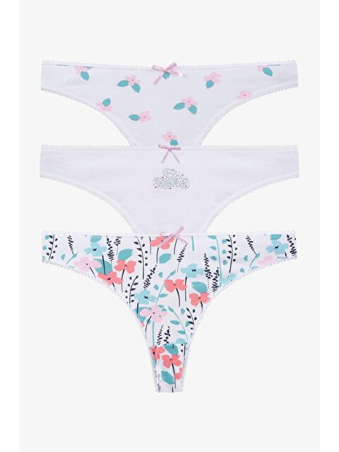 Koza İç Giyim Kadın 3'lü Pamuklu Desenli Tanga - S000250620-37457